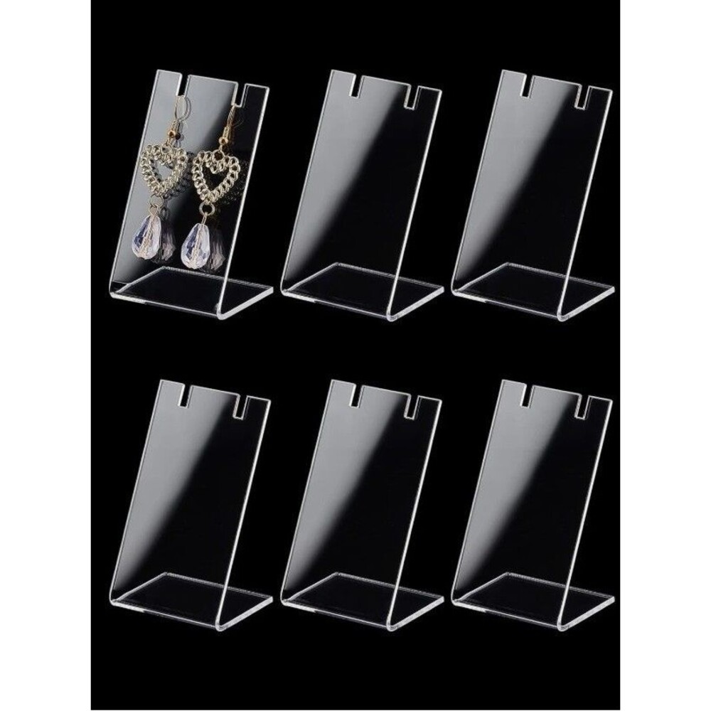 NEW - 6Pcs Acrylic Earring Holder Single Pair L-Shape Jewelry Displays S